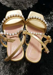Gold Pearl Embellished Sandals