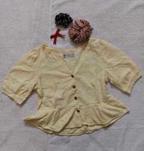 Cute Yellow Pemplum Top