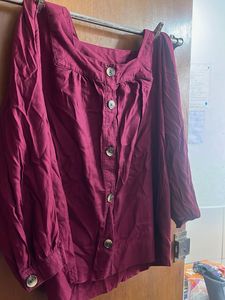 Burgundy Button-Down Top