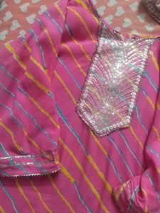 Pink Striped Kurta Set