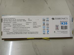 ZEBRONICS Zeb- K35 USB Wired Keyboard with Rupee K