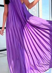 Purple Pleated Maxi Dress