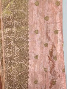 Beautiful Peach Golden Wedding Dupata