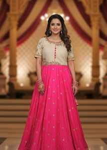 Ethnic pink flare frock