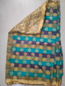 Beautiful Peacock Shaded Multicolored Silk Saree