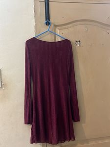 Burgundy Long Sleeve Mini Dress