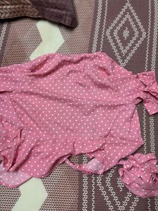 Pink Polka Dots Wrap Around Peplum Top Harpa Retro