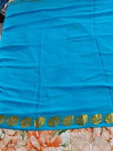 Aqua Blue Crepe Silk Saree