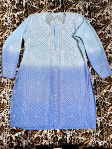 Long Kurti Straight , Light Blue See Through