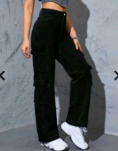 Cargo Black Jeans for Women