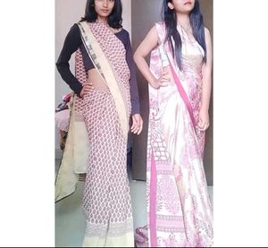 Beige Floral Printed Silky Saree😍🦄