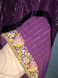 Elegant Purple Striped Kurta