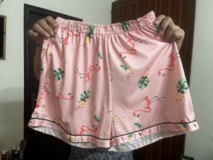 Pink Flamingo Print Night Suit Set