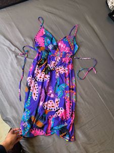 Colorful Butterfly Print padded dress