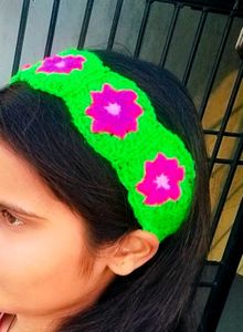Floral crochet headband