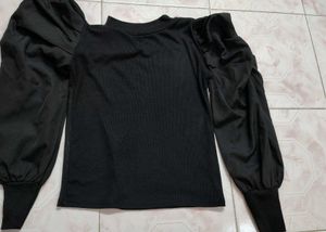 Chic Black Puff Sleeve Top