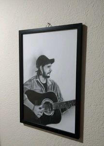 Framed Guitarist Graphite Drawing