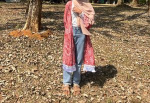 Boho Chic Red Floral Kimono