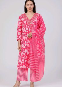Pink Floral Kurta Set