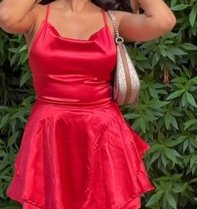Red Satin Mini Dress