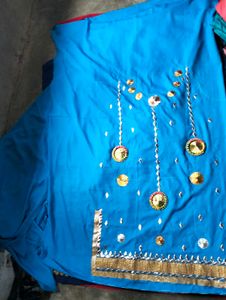 Blue Embroidered Dress Material