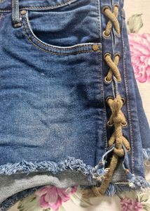 Denim Lace-Up Shorts