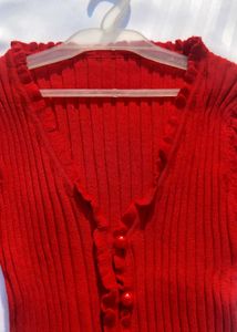 RED RIB-KNIT CROP TOP♥️