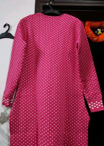 Pink Patterned Winter Kurti