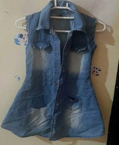Denim Sleeveless Shirt Dress