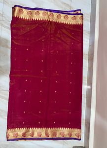 Elegant Green And Red Silk Saree