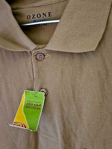 New Creme Polo Neck Tee .. Unisex