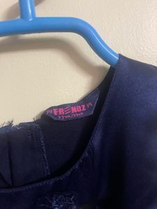 Navy Blue Ruffle Dress For 2-3 Yrs