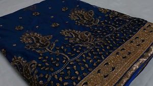 Royal Blue Embroidered Saree