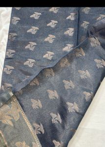 Greyish Blue Banarasi Fabric