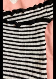 Striped Off-Shoulder Crop Top