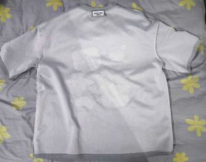Gray Graphic Print Crewneck Tee Set