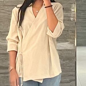 Beige Wrap Top