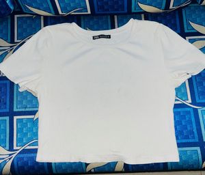 White Ribbed Crop Top