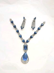 American Blue AD Stone Jewellery Set