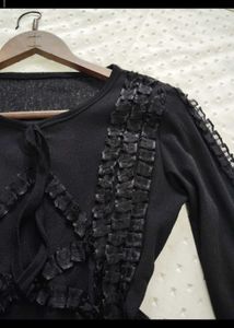 Elegant Black Ruffled Top