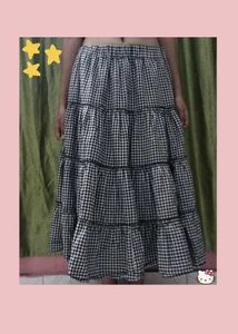Gingham Tiered Maxi Skirt