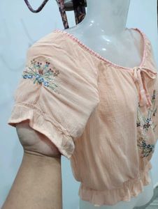 Embroidery Cinched Top