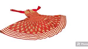 Umbrella  Frock Full Length Red Colour