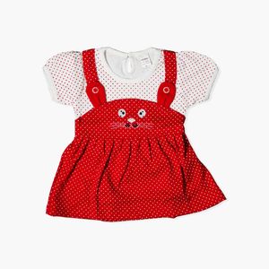 New Cute Red Polka Dot Dress Set