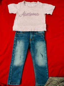 Combo Set Top And Jeans For Girl