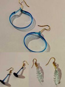 Stunning 3-Pair Blue & Clear Glass Earring Bundle