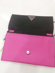 Combo Of 2bags.Pink Slingbag and a Golden bag