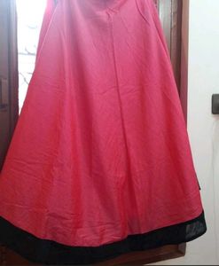 Rose Print Top &amp; Red Skirt Set