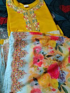 Brand New Mustard Chiffon Suit (Not Used)