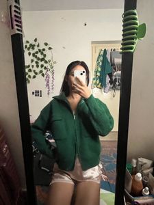 Two Way Zip Green Sweater